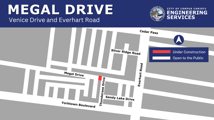 Map showing closure on Megal Drive