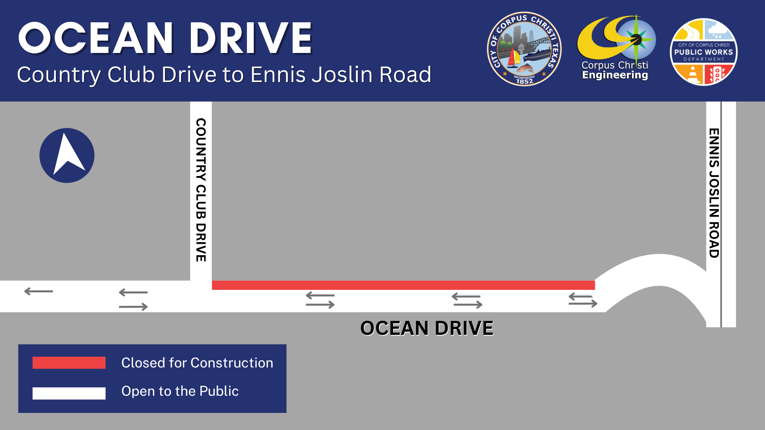Map showing closure on Ocean Drive.