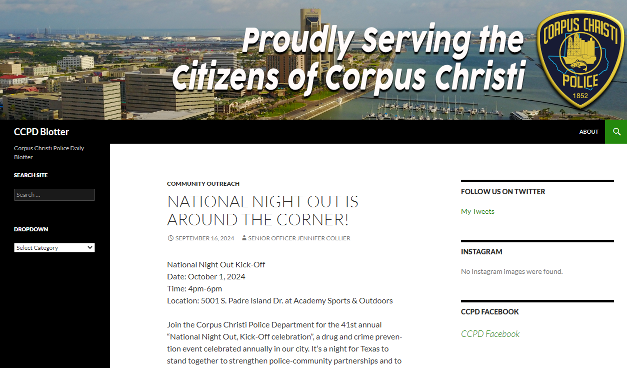 Police Open Data City of Corpus Christi