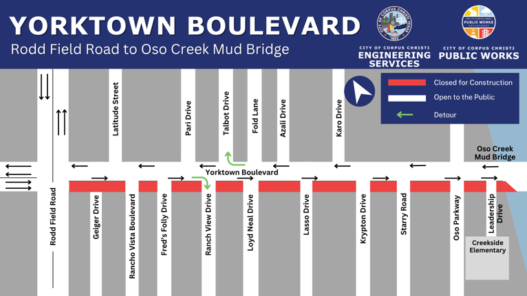 Map showing closure on Yorktown.