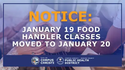 Notice: January 19 Food Handler Classes Moved to January 20