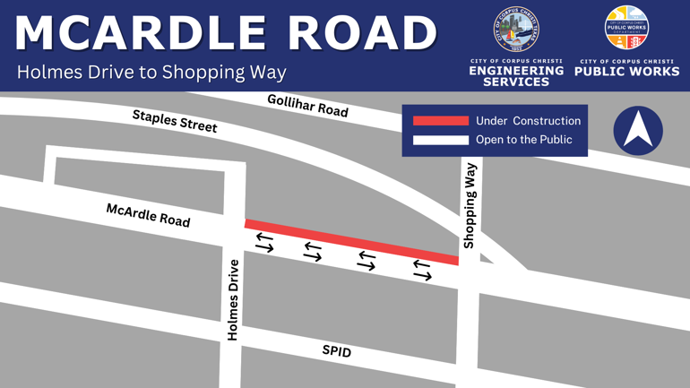 Map showing closure on McArdle Road.