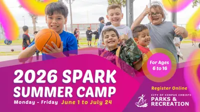 2026 Spark Summer Camp; Monday - Friday June 1 to July 24; For ages 6 - 16; Register Online!