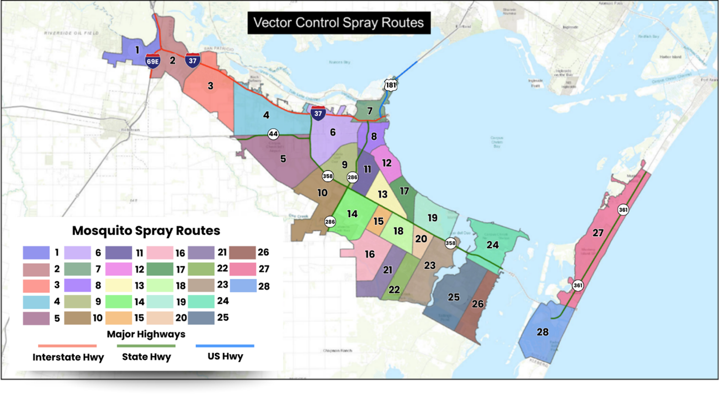 Mosquito Treatment Schedule Map from May 26 to May 30, 2025