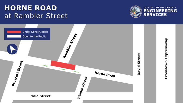 Map showing closure on Horne Road.