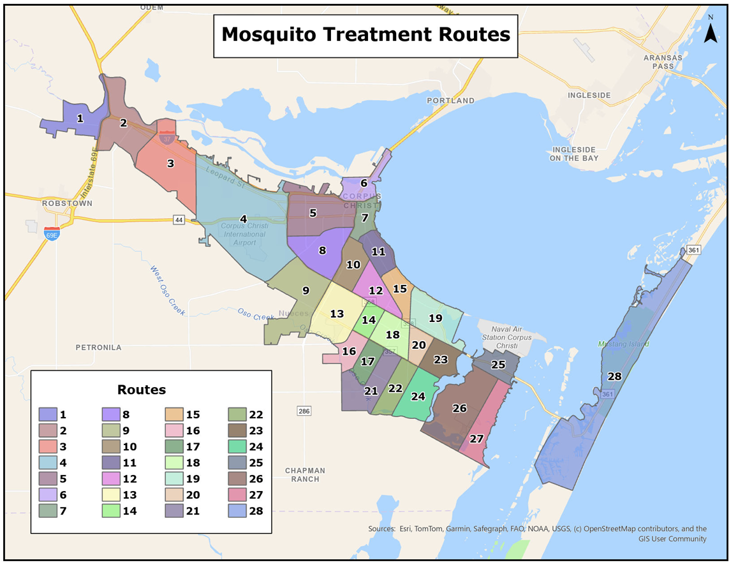 Mosquito Treatment Routes Map