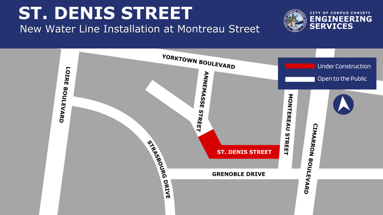 Map showing closure on St. Denis Street