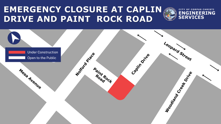 Map showing road closure.
