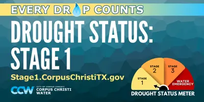 Every Drop Counts; Drought Status: Stage 1; Stage1.CorpusChristiTX.gov