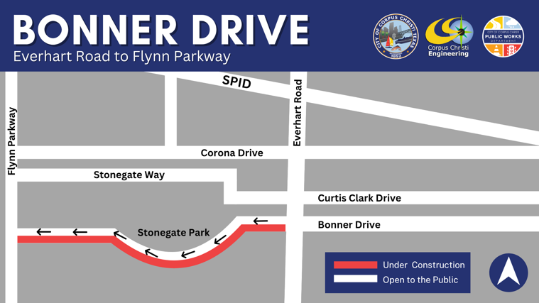 Map showing closure on Bonner Drive