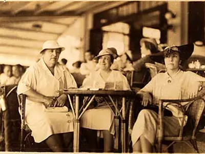 Pictured left to right: Carrie Lichtenstein, Mrs. Volney Taylor, Mrs. Abel