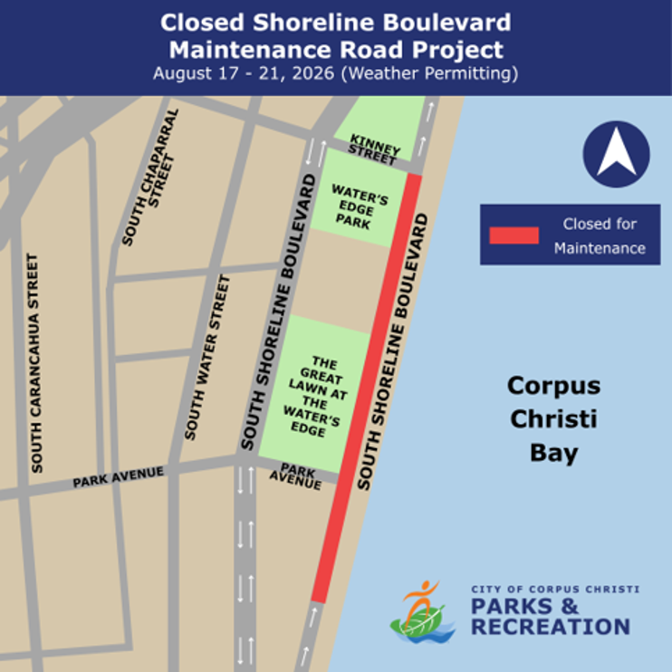 Map showing closed section of Shoreline Boulevard