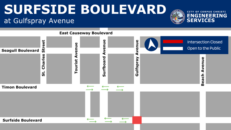 Map showing closure on Surfside.