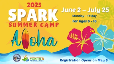 2025 SPARK Summer Camp. June 2 - July 25. Monday through Friday. For ages 6 - 16. Registration opens May 6.