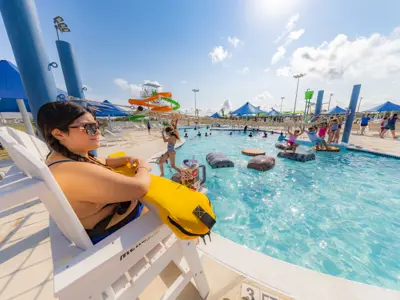 Lifeguard overlooks pool