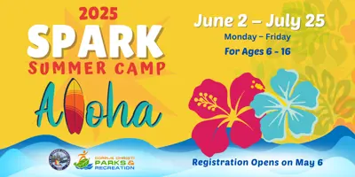 2025 SPARK Summer Camp. June 2 - July 25. Monday through Friday. For ages 6 - 16. Registration opens May 6.