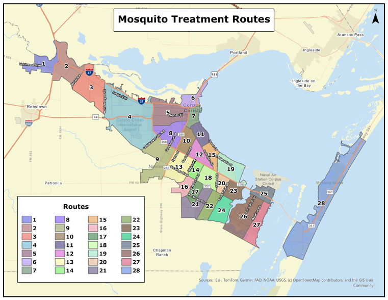 Mosquito Treatment Routes Map