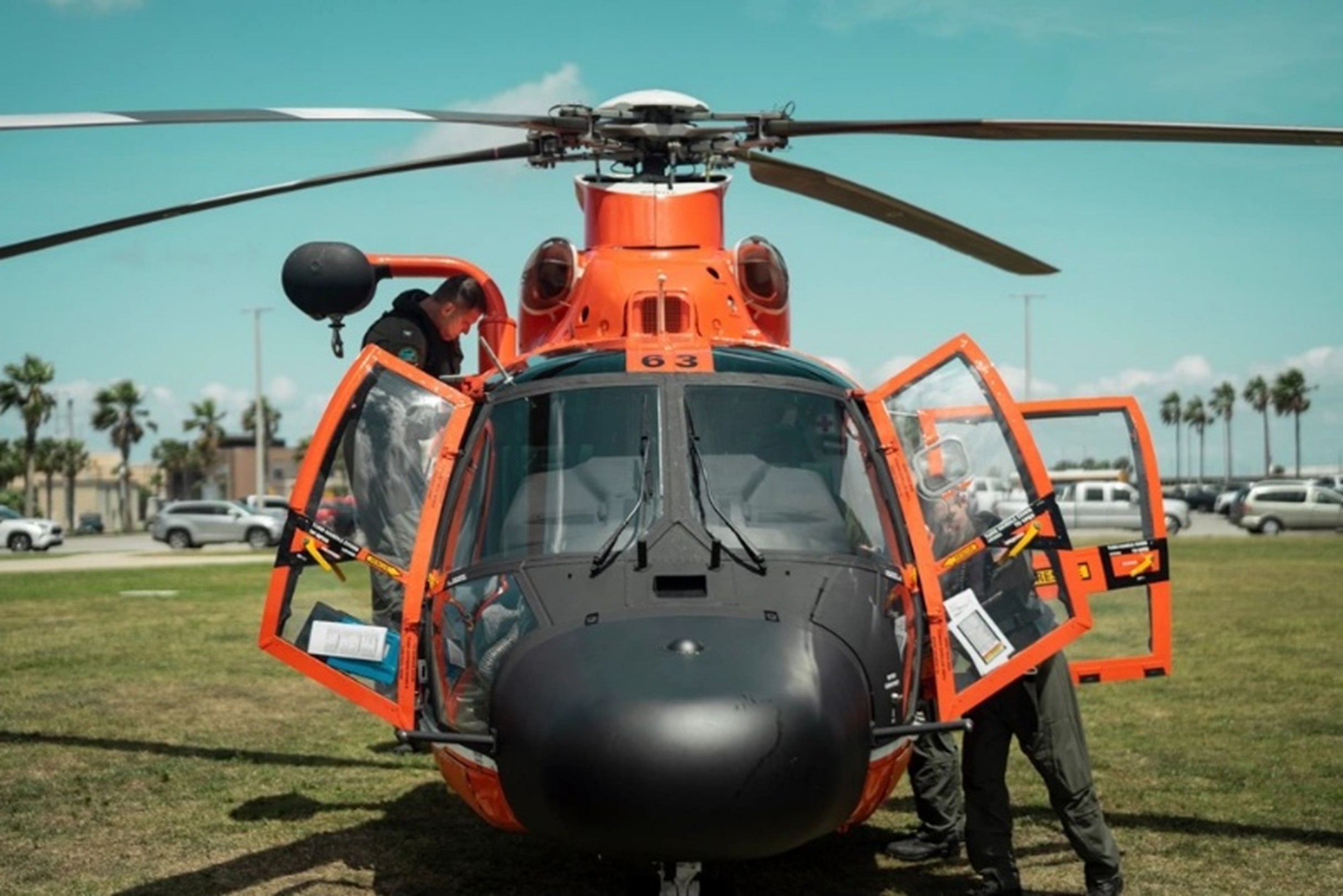 The Coast Guard displays one of their helicopters at Community Days.