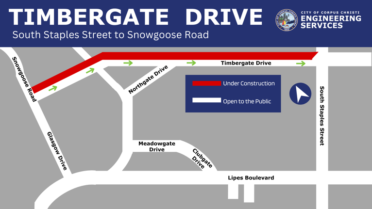 Map showing closure on Timbergate Drive.