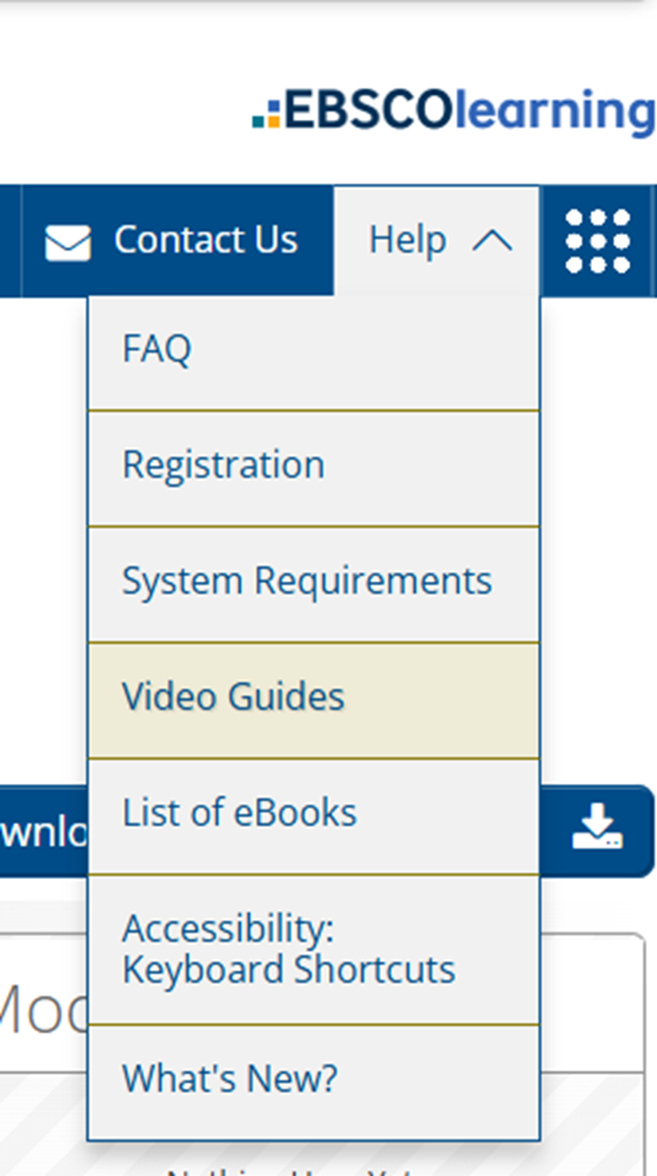 Help Menu Screenshot with Video Guides