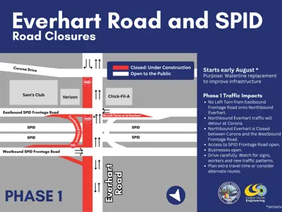Everhart Road and SPID Road Closures