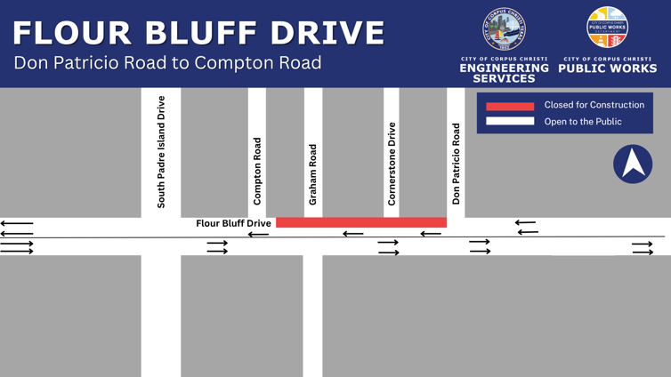 Map showing closure on Flour Bluff Drive.
